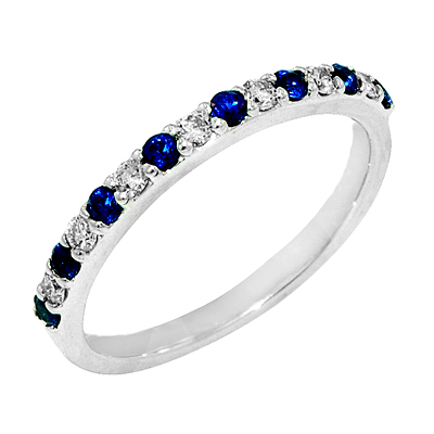 View 14K White  Gold<BR> Sapphire and Diamond Ring