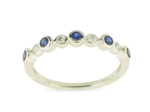 View 14K White  Gold<BR> Sapphire and Diamond Ring