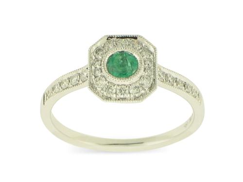 View 14K White  or  Yellow  Gold<BR> Emerald and Diamond Ring