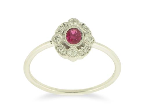 View 14K White  or  Yellow  Gold<BR> Ruby and Diamond Ring