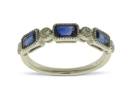 View 18K White  Gold<BR> Sapphire and Diamond Ring
