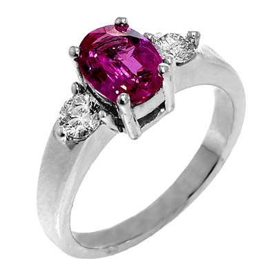 View 14K White  or  Yellow  Gold<BR> Pink Sapphire and Diamond Ring