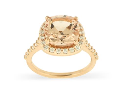 View 14K Rose  Gold<BR> Morganite and Diamond Ring