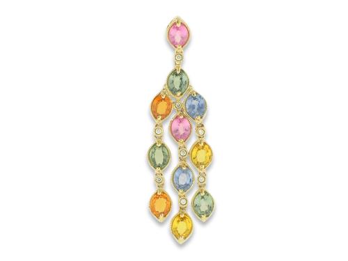 View 14K White  or  Yellow  Gold<BR> Multi-color Sapphire and Diamond Pendant