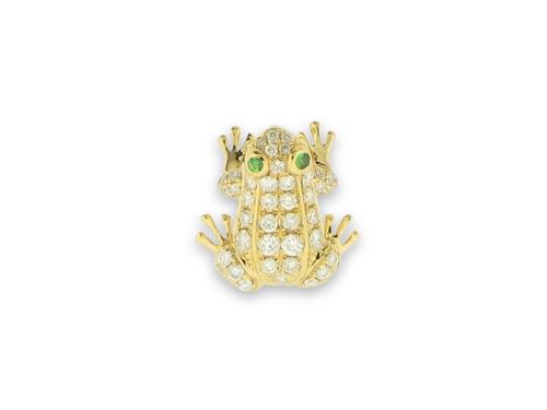 View 18K White  or 18k Yellow  Gold<BR> Emerald and Diamond Pendant