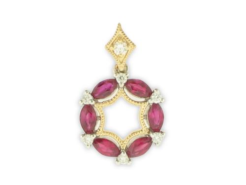 View 14K White  or  Yellow  Gold<BR> Ruby and Diamond Pendant
