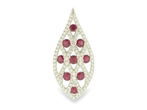 View 18K White  or 18k Yellow  Gold<BR> Ruby and Diamond Pendant
