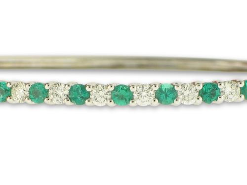 View 14K White  or  Yellow  Gold<BR> Emerald and Diamond Bracelet