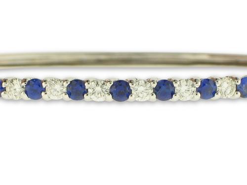 View 14K White  Gold<BR> Sapphire and Diamond Bracelet