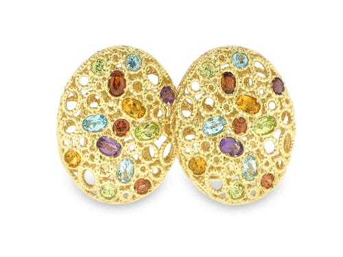 View 18K Yellow  Gold<BR> Semi-precious Gemstone Earrings