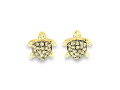 View 18K Yellow  Gold<BR> Champagne Diamond and Diamond Earrings