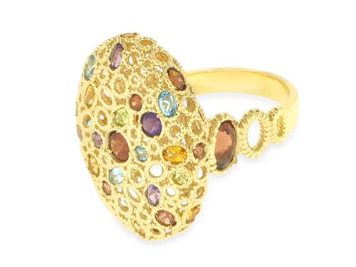 View 18K Yellow  Gold<BR> Semi-precious Gemstone Ring
