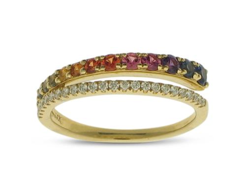 View 14K White  or  Yellow  Gold<BR> Multi-color Sapphire and Diamond Ring