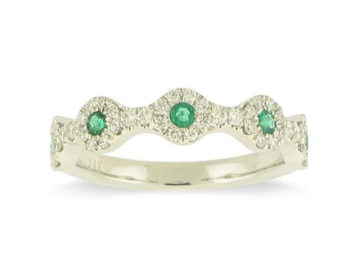 View 14K White  or  Yellow  Gold<BR> Emerald and Diamond Ring