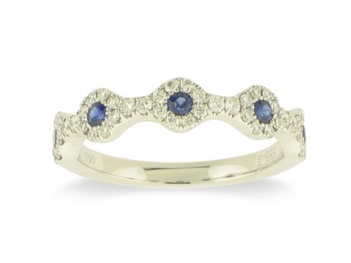 View 14K White  Gold<BR> Sapphire and Diamond Ring