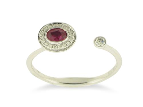 View 14K White  or  Yellow  Gold<BR> Ruby and Diamond Ring