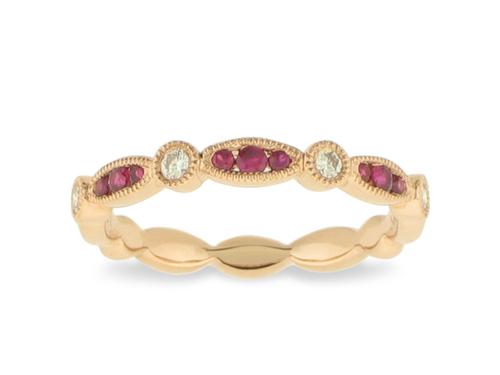 View 14K White  or  Yellow  / 14k Rose  Gold<BR> Ruby and Diamond Ring