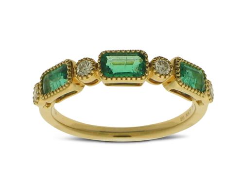View 18K White  or 18k Yellow  Gold<BR> Emerald and Diamond Ring