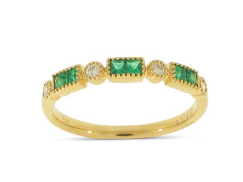 View 18K White  or 18k Yellow  Gold<BR> Emerald and Diamond Ring