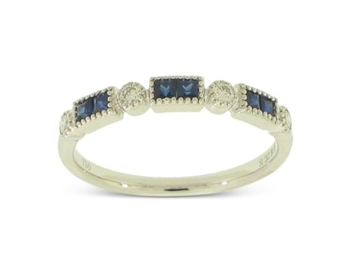 View 18K White  Gold<BR> Sapphire and Diamond Ring