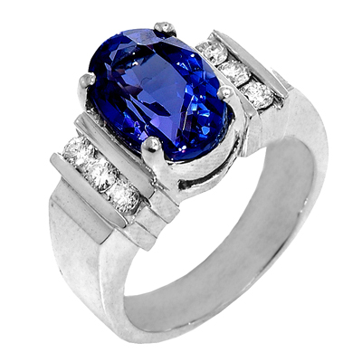 View 14K White  or  Yellow  Gold<BR> Tanzanite and Diamond Ring