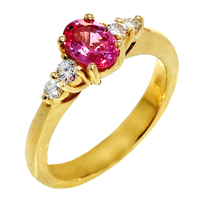 View 14K White  or  Yellow  Gold<BR> Pink Sapphire and Diamond Ring