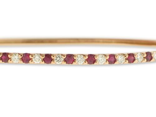 View 14k White, Yellow Or Rose Gold Ruby And Diamond Bangle